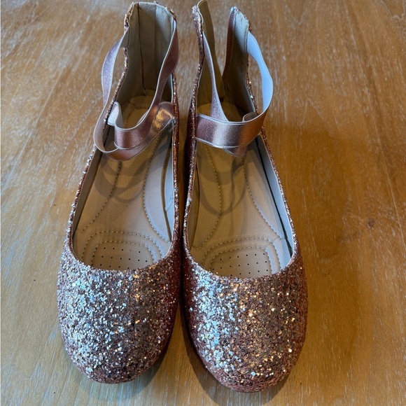 Sparkling Rose Gold Flats with Ankle Strap Size 10 Women- $25- Brand New - Picture 1 of 3
